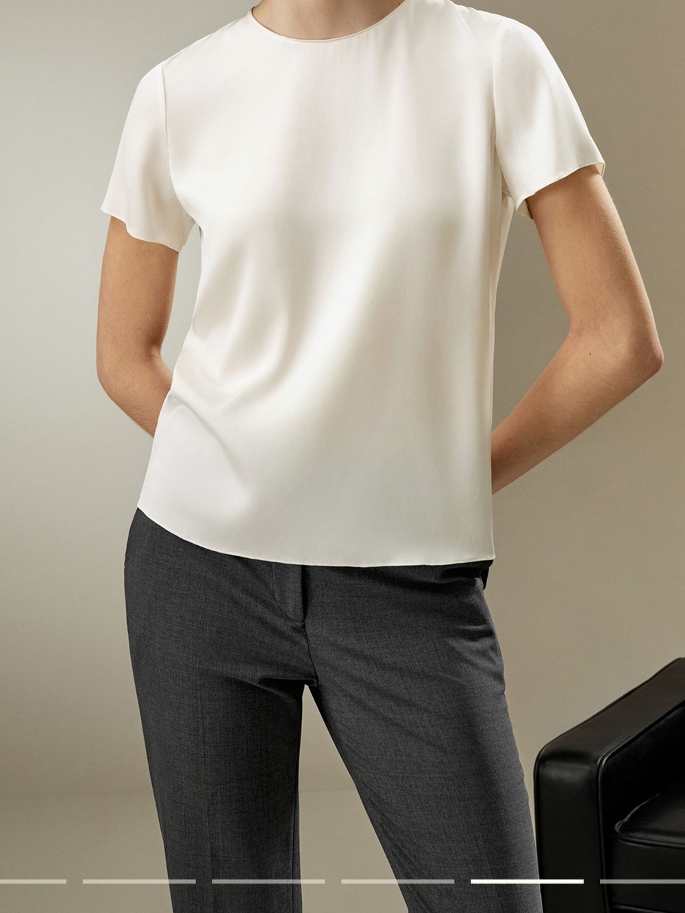 Lily Silk  natural white Short-Sleeve Women's Top